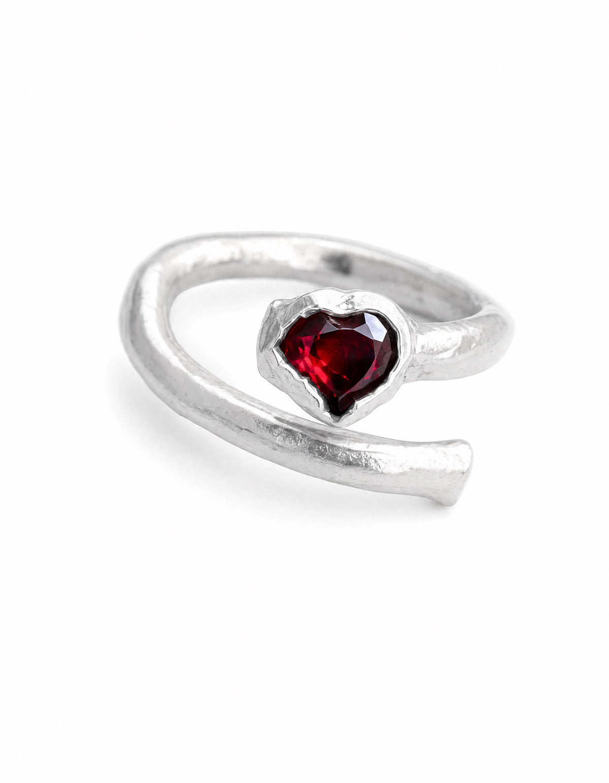 Anillo Corazón granate | Plata