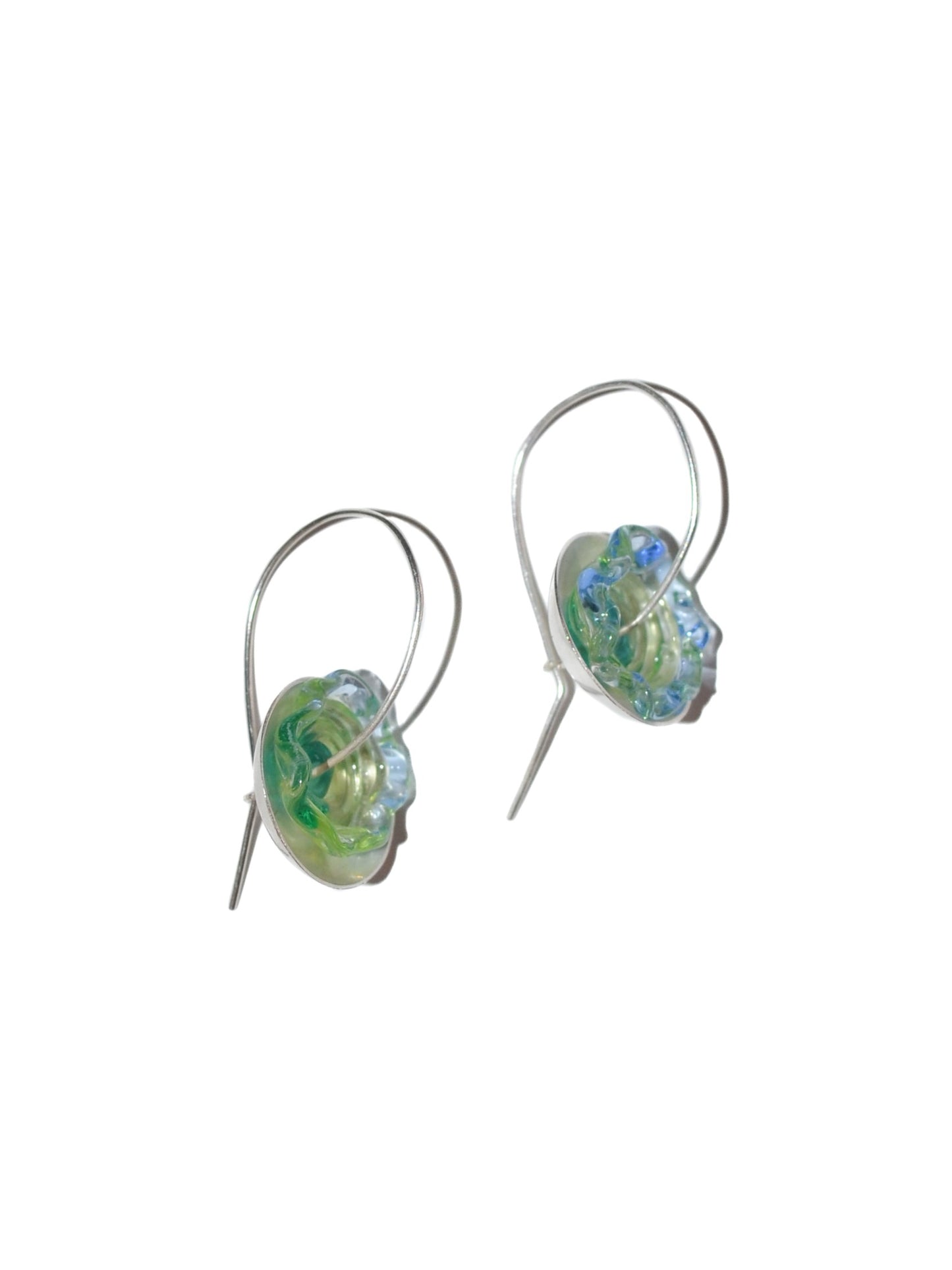 Aretes flor de agua turquesa