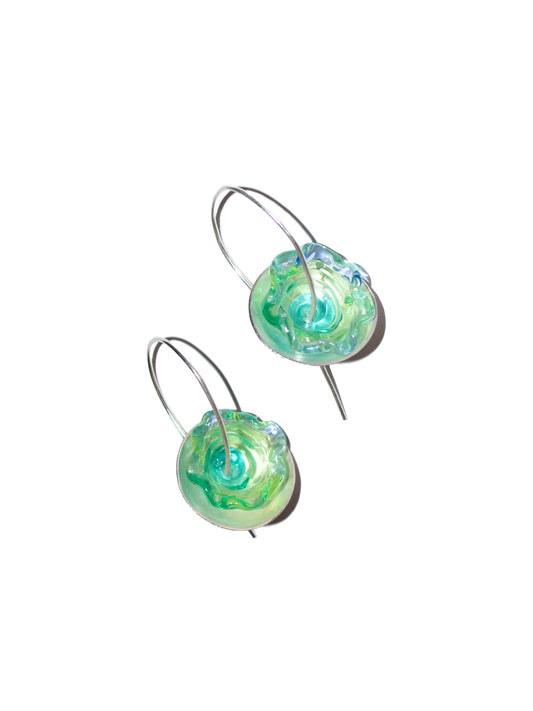 Aretes flor de agua turquesa