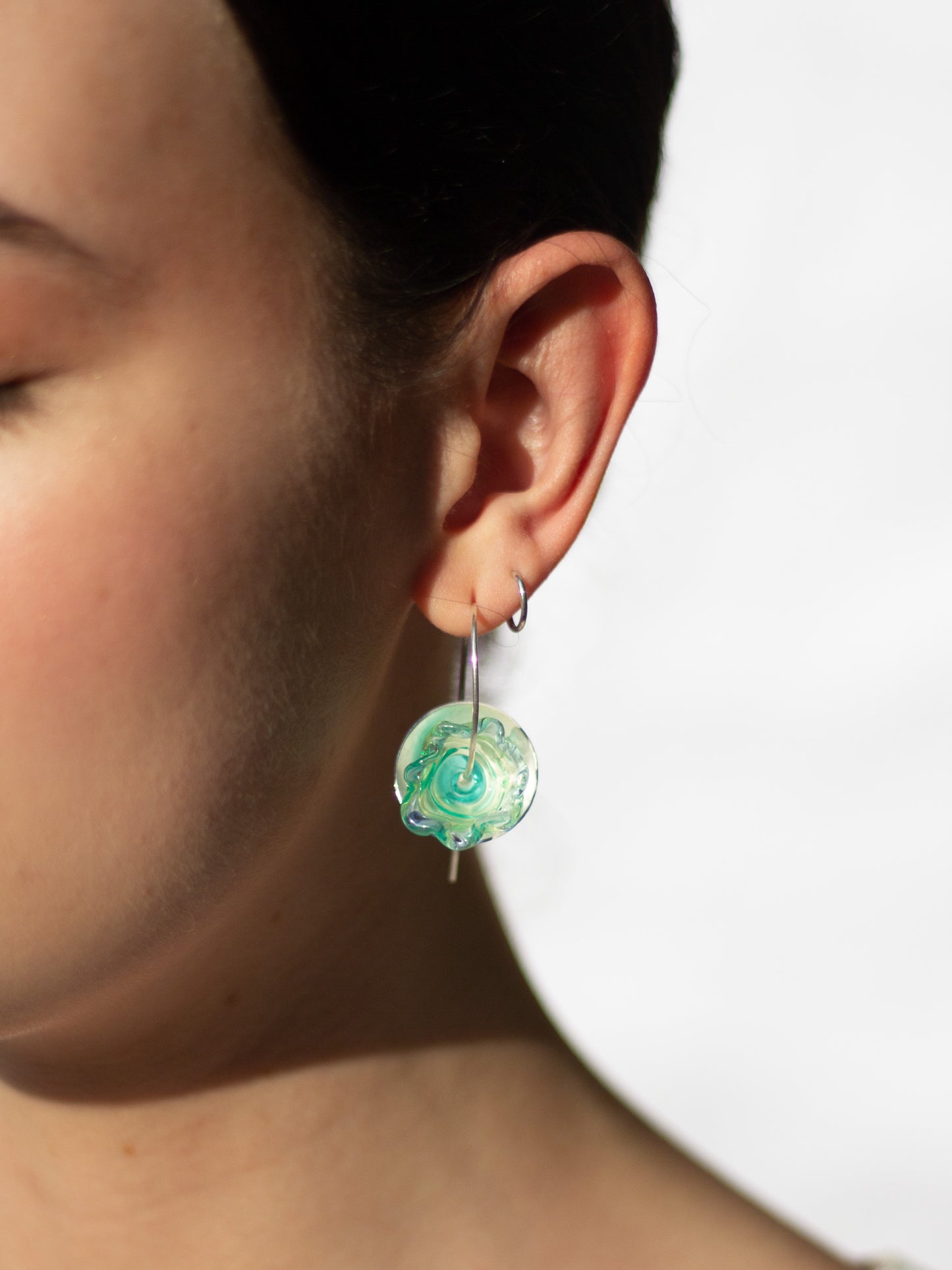 Aretes flor de agua turquesa